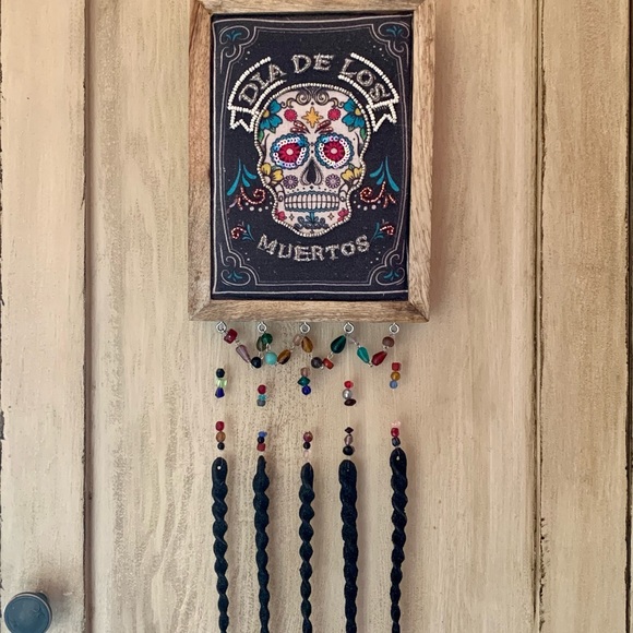 Day Of The Dead Skull Dia De Los Muertos Beaded Halloween Hanging Wall Art - Picture 13 of 17
